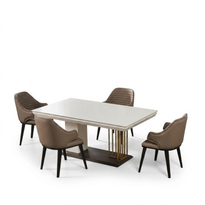 Eetkamer meubels Designer eettafel 4 stoelen Compleet set 5-delig