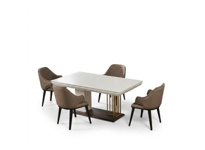 Eetkamer meubels Designer eettafel 4 stoelen Compleet set 5-delig