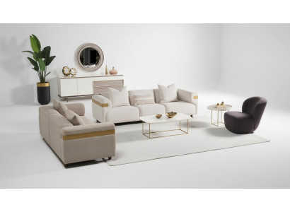 Moderne Beige Bankstel 4+3 zits + fauteuil Woontuin Luxe set 3-delig