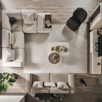 Beige hoekbank Luxe L-vorm bank Designer fauteuil Luxe meubels met bekleding