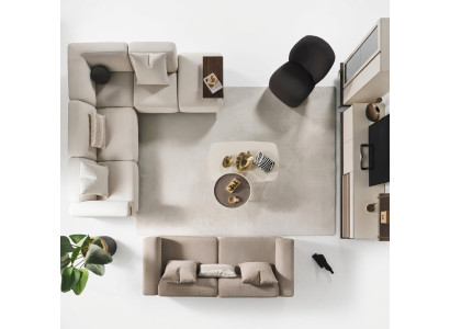 Beige hoekbank Luxe L-vorm bank Designer fauteuil Luxe meubels met bekleding