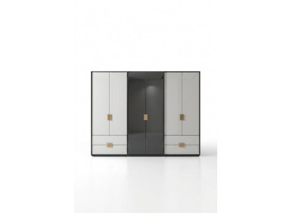 Zwart-witte slaapkamerkast Moderne kast met 6 deuren