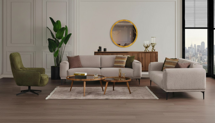 Woonkamerbankstel Designer Set 3+2+1 Zits Luxe Beklede Meubels