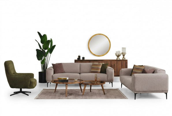 Woonkamerbankstel Designer Set 3+2+1 Zits Luxe Beklede Meubels