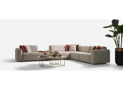 Beige woonkamer bank ontwerper hoekbank L-vorm luxe bank meubels