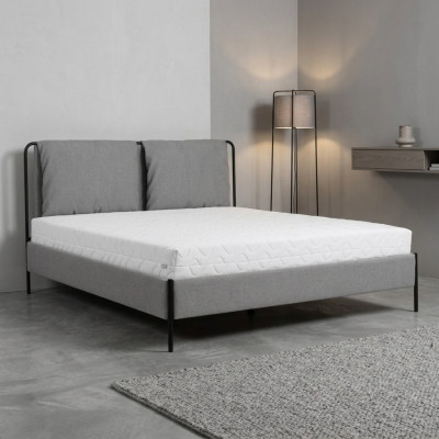 Moderne slaapkamer bed Grijs tweepersoonsbed Metaalframe Stoffen bedden