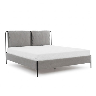 Moderne slaapkamer bed Grijs tweepersoonsbed Metaalframe Stoffen bedden