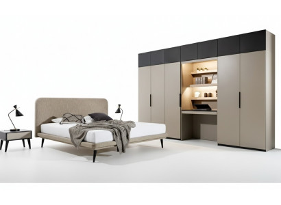 Exclusieve slaapkamer set designer tweepersoonsbed kledingkast nachtkastjes
