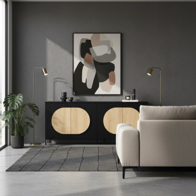 Zwart-bruine commode Slaapkamerdesigner Houten commode Luxe dressoir