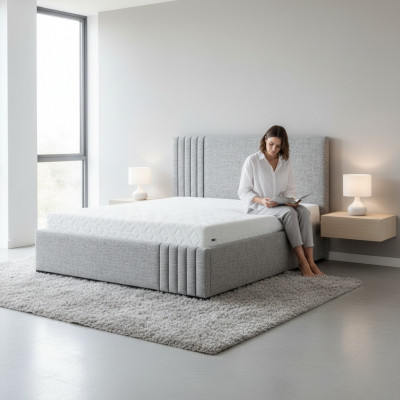 Stijlvol Grijs Tweepersoonsbed Ontwerp Slaapkamer Bedden Groot Hoofdeinde