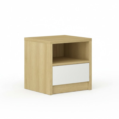 Lichtbruine nachtkastje met 1 lade - ontwerp slaapkamer houten console