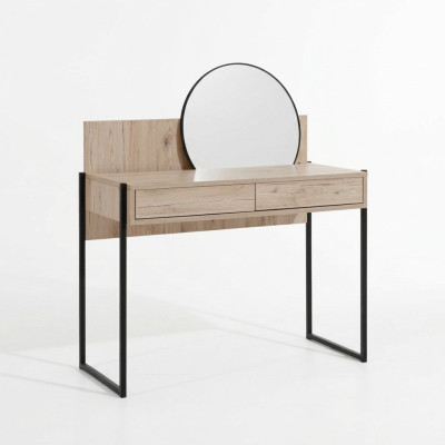 Bruine kaptafel met spiegel Moderne make-uptafel Luxe houten meubels