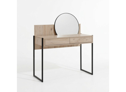 Bruine kaptafel met spiegel Moderne make-uptafel Luxe houten meubels