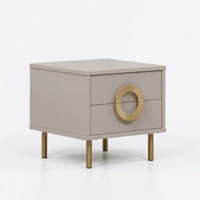 Ontwerper beige nachtkastje met 2 laden slaapkamer bedconsole