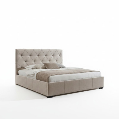 Beige Chesterfield-tweepersoonsbed Textiel Nachtkastjes Slaapkamer Set