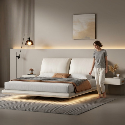 Wit wandbed slaapkamer ontwerper houten frame meubels tweepersoonsbedden