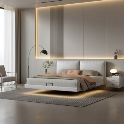 Witte slaapkamer muurbed ontwerperbedden houten frame tweepersoonsbedden
