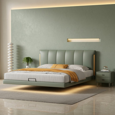 Groene muurbed ontwerper slaapkamer bedden leren bedden textiel bedden