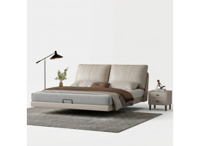 Witte slaapkamer wandbed ontwerper leren tweepersoonsbedden houten frame