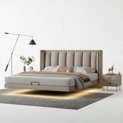 Witte slaapkamer tweepersoonsbed design luxe meubels houten frame bedden