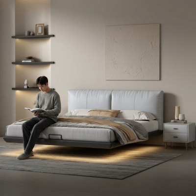 Witte slaapkamer Designer bed Luxe bedden Leren tweepersoonsbedden Nieuw