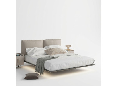 Lichtgrijs slaapkamer wandbed LED-bed designer houten tweepersoonsbedden