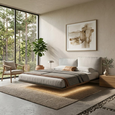 Wit opklapbed Ontwerper LED-bed Moderne slaapkamer Tweepersoonsbed Nieuw