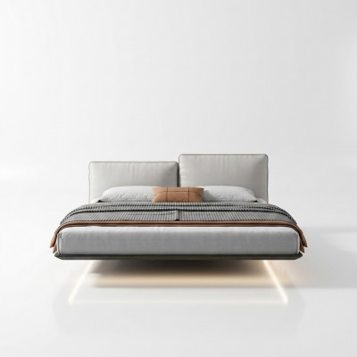 Wit opklapbed Ontwerper LED-bed Moderne slaapkamer Tweepersoonsbed Nieuw