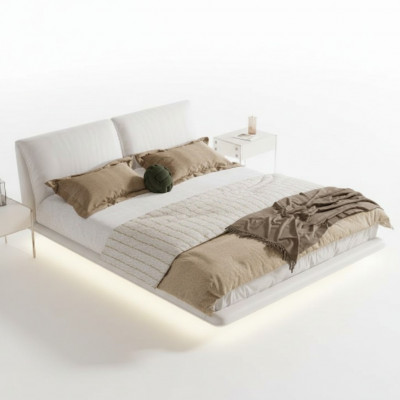 Witte slaapkamer bed ontwerper textielbedden luxe houten tweepersoonsbedden