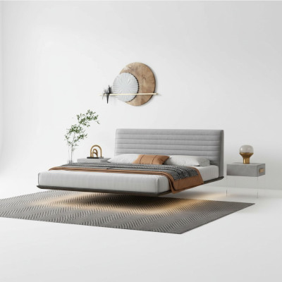 Grijze muurbed ontwerper slaapkamer LED-bedden Moderne tweepersoonsbedden