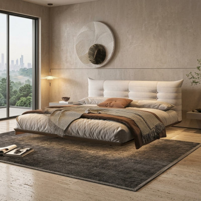 Witte slaapkamer bed ontwerper wandbed LED bedden houten frame meubels.
