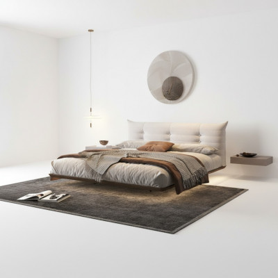 Witte slaapkamer bed ontwerper wandbed LED bedden houten frame meubels.