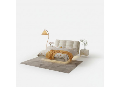 Slaapkamer houten frame meubels Wit tweepersoonsbed Leren bedden Stoffen bedden