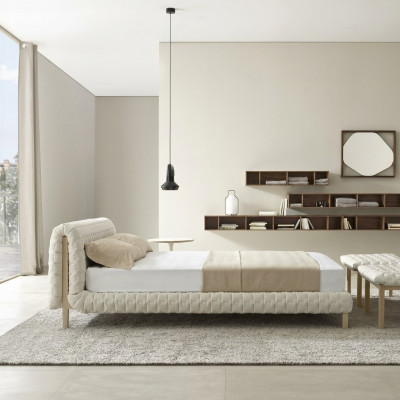 Modern wit bed Slaapkamer Designer Tweepersoonsbed Houten frame