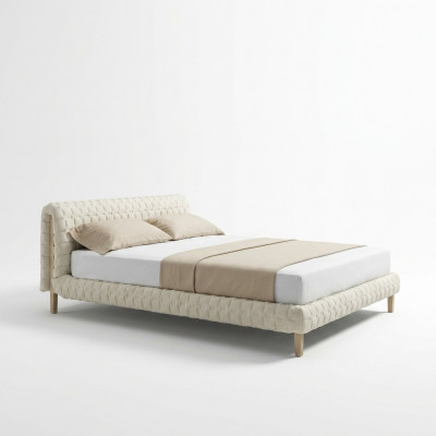 Modern wit bed Slaapkamer Designer Tweepersoonsbed Houten frame