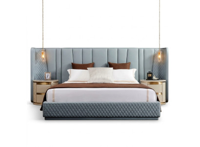 Grote slaapkamer tweepersoonsbed designer bedden houten frame gestoffeerd bed
