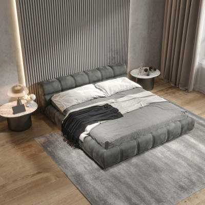 Laag Grijze Slaapkamer Bed Ontwerper Tweepersoonsbed Moderne Stijl