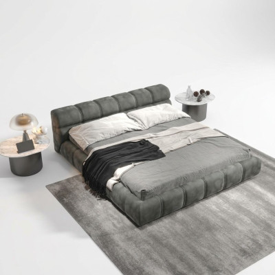 Laag Grijze Slaapkamer Bed Ontwerper Tweepersoonsbed Moderne Stijl