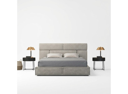 Grijs tweepersoonsbed ontwerp bedden slaapkamer meubels leren bed houten frame