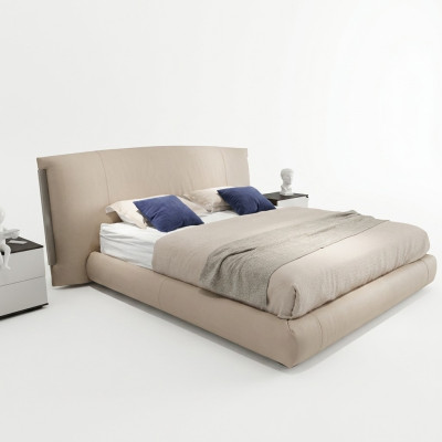 Beige modern tweepersoonsbed ontwerper bed slaapkamer meubels houten frame