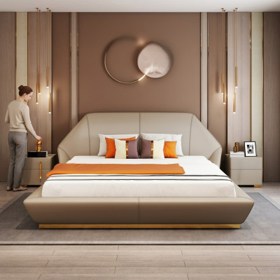 Modern wit tweepersoonsbed slaapkamer bedden ontwerper meubels houten frame