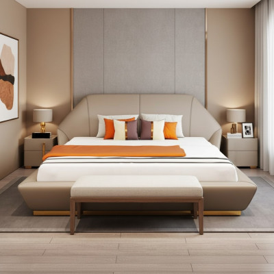 Modern wit tweepersoonsbed slaapkamer bedden ontwerper meubels houten frame