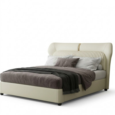 Wit roestvrijstalen bed Moderne slaapkamer Bedden Luxe houten frame Nieuw