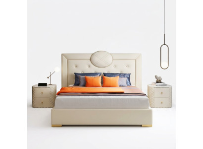 Grote witte slaapkamer tweepersoonsbed ontwerp houten frame modern bed