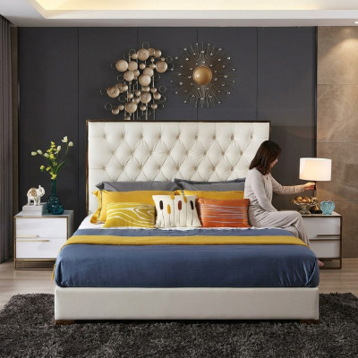Wit Chesterfield Groot Bed Slaapkamer Meubels Ontwerpersbedden Nieuw
