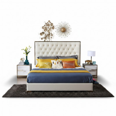 Wit Chesterfield Groot Bed Slaapkamer Meubels Ontwerpersbedden Nieuw