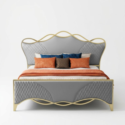 Stijlvolle slaapkamer bed ontworpen kunstlederen tweepersoonsbed houten frame