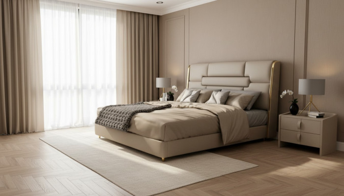 Slaapkamer meubels Ontwerper Bed Houten frame Tweepersoonsbed Moderne bedden