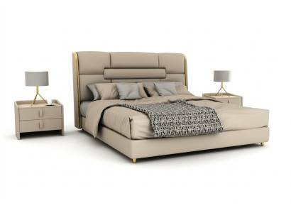 Slaapkamer meubels Ontwerper Bed Houten frame Tweepersoonsbed Moderne bedden