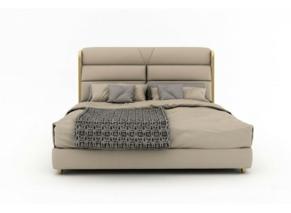 Helle beige tweepersoonsbed luxe slaapkamerbedden Modern bedontwerp.
